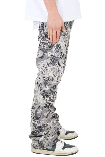 VISTA Men's premium jacquard flare stacked fit denim pants