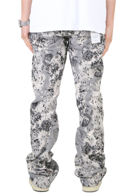 VISTA Men's premium jacquard flare stacked fit denim pants