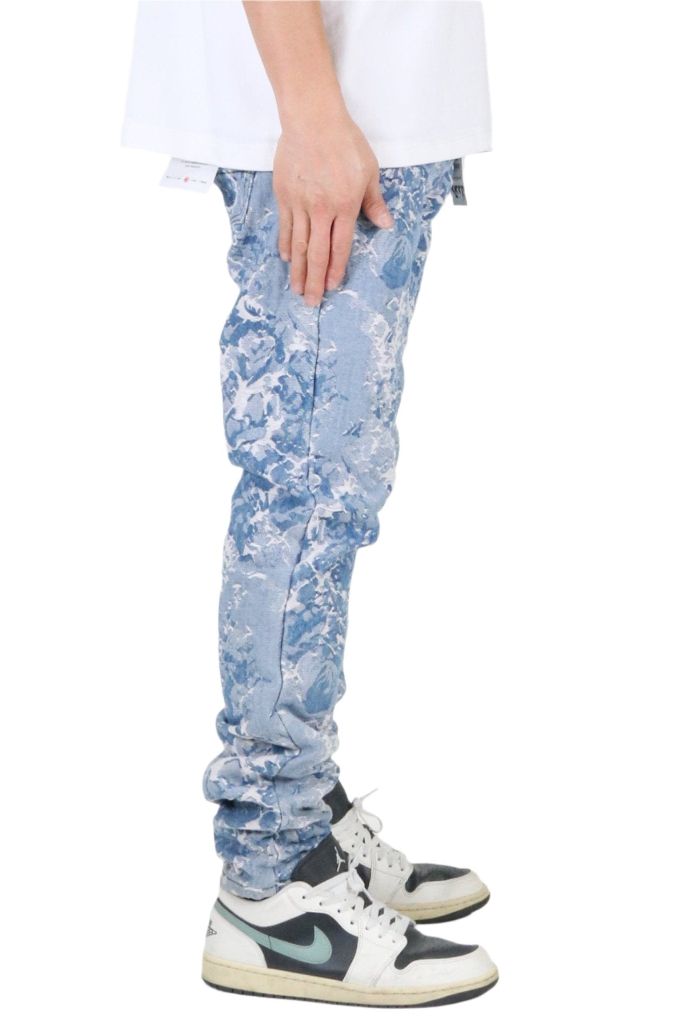 FLEX Men's premium jacquard slim straight fit denim pants