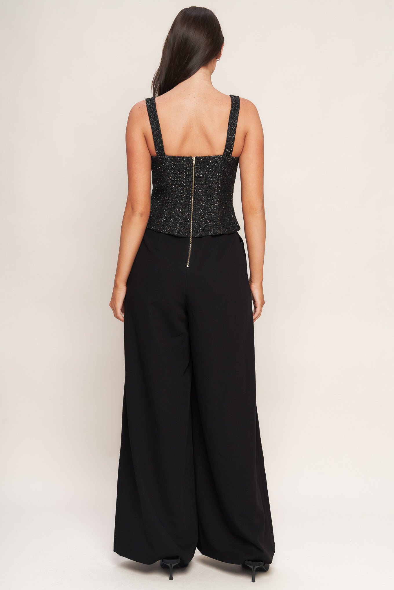 MIDNIGHT PARISIENNE WOVEN JUMPSUIT