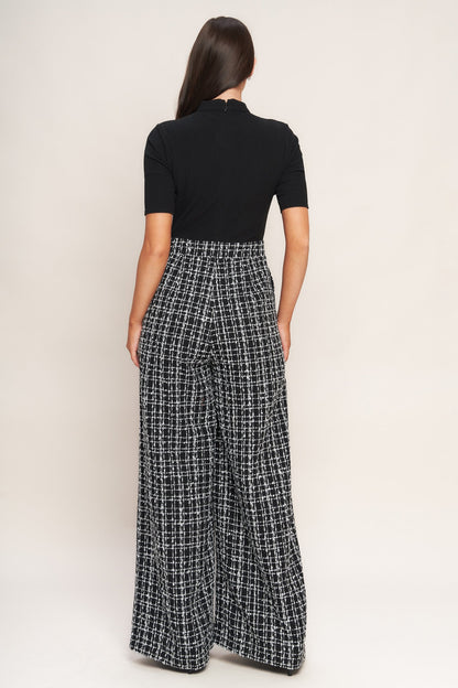 ÉCHEC PARISIEN KNIT TOP AND TWEED PANT JUMPSUIT