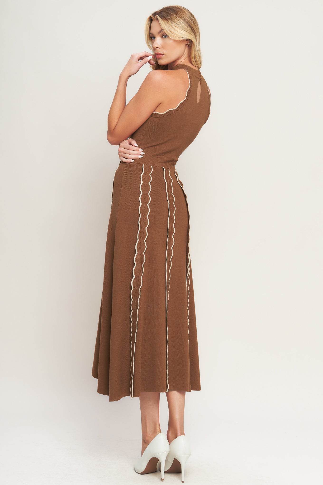 TIME FOR CHEER TERRACOTTA SWEATER MIDI DRESS