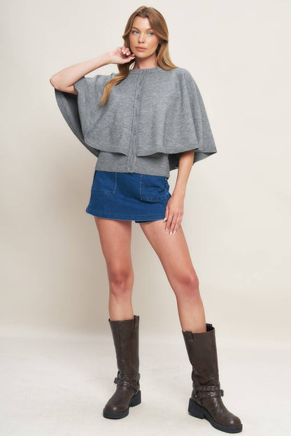 MISTY SHAWL CAPELET SWEATER