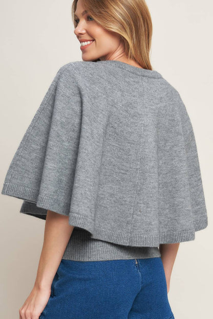 MISTY SHAWL CAPELET SWEATER