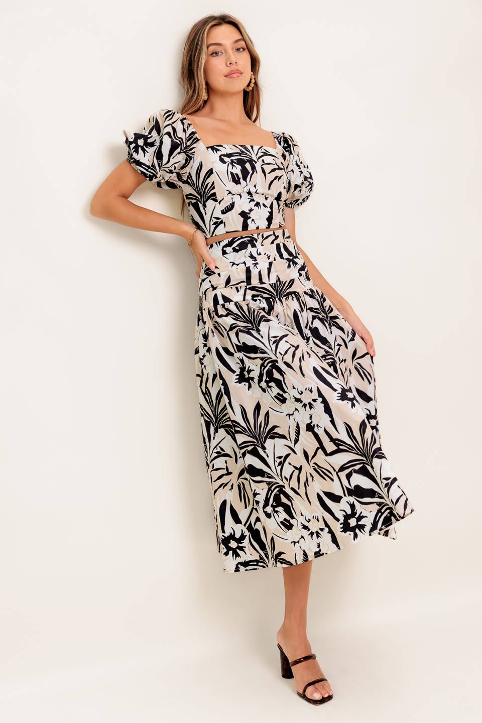 NEUTRAL ZONE WOVEN TOP AND SKIRT SET