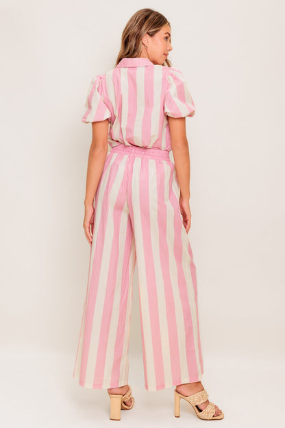 WINK & WALK STRIPE WOVEN TOP AND PANT SET