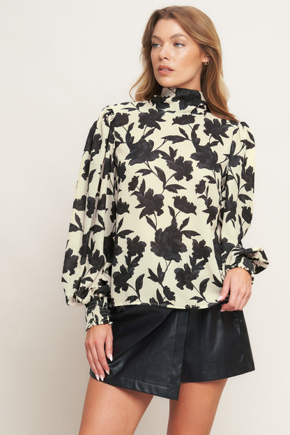 FREEDOM FLORAL STATEMENT WOVEN TOP