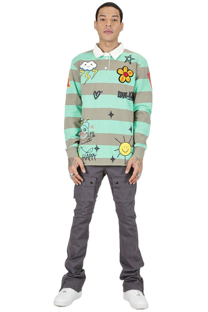 MATRI Men's Long Sleeve Polo Shirt