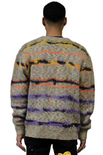 MEZZINE Men's premium sweater cardigan with embroidery & patches