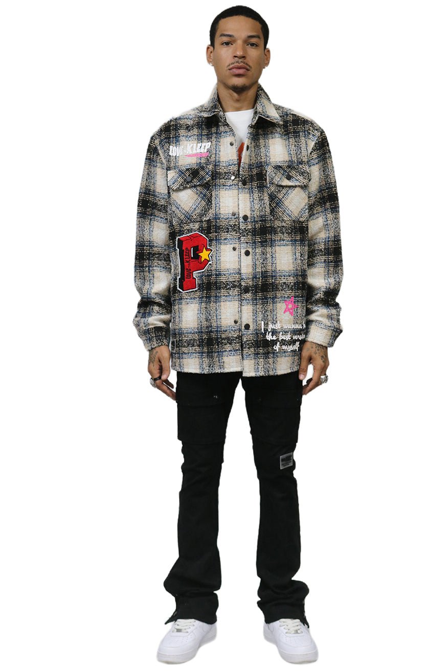 LOUIS Men's Oversize Heavy Flannel Outer Shirket