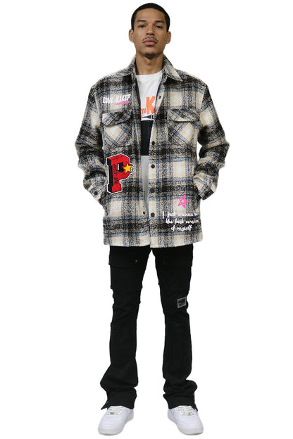 LOUIS Men's Oversize Heavy Flannel Outer Shirket