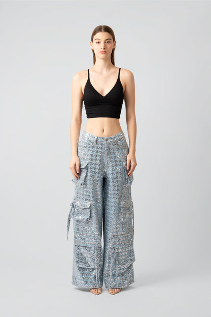 Kelly Cargo Sequin Denim Pants