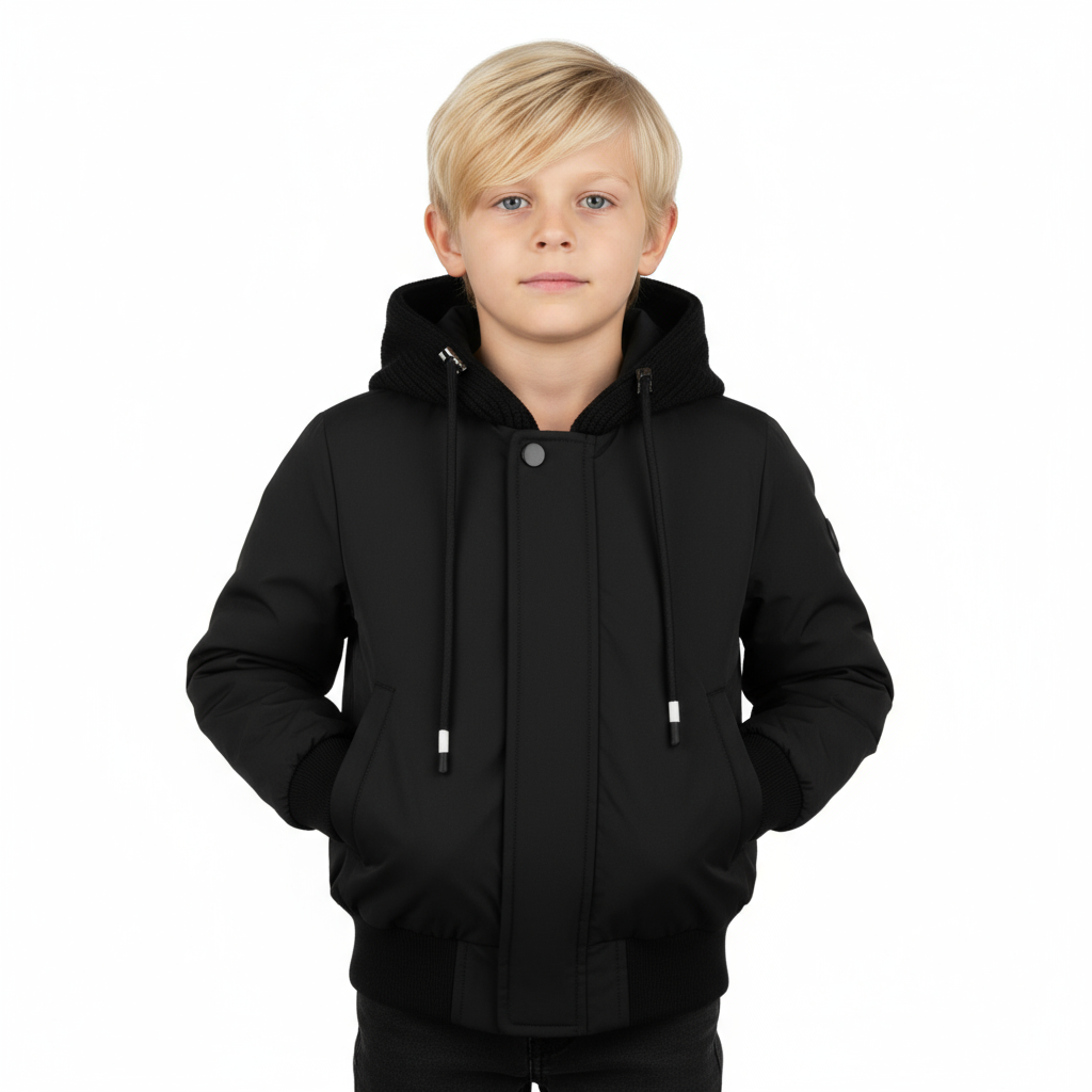 Pramie Knit Hooded Black Jacket 18M-22Y