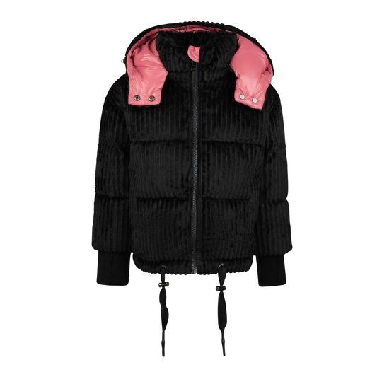 Raygo Black/Hot Pink Corduroy Jacket | Bold, Cozy & Retro-Chic