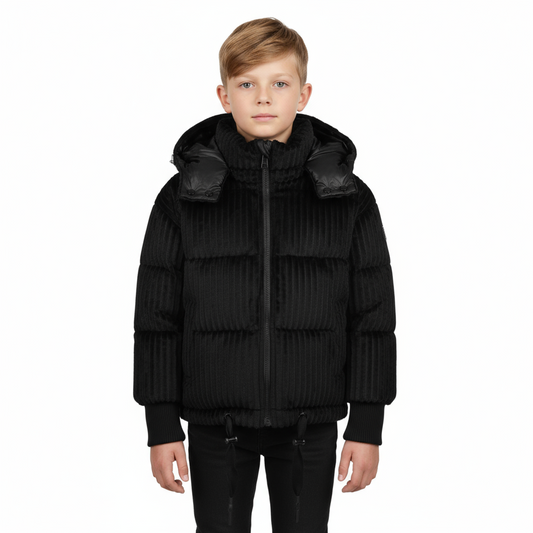 Raygo Black Corduroy Jacket | Timeless Style, Soft Texture & Comfort