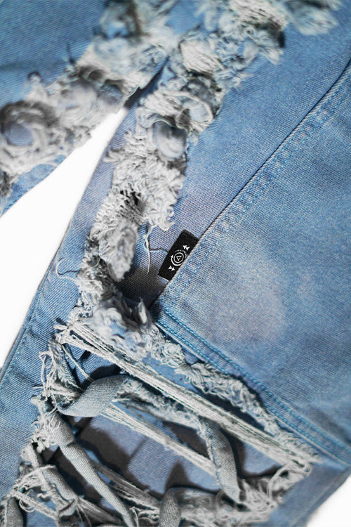Dawn Damaged Flared Stacked Jeans