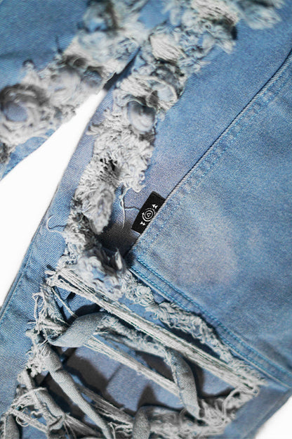 Dawn Damaged Flared Stacked Jeans