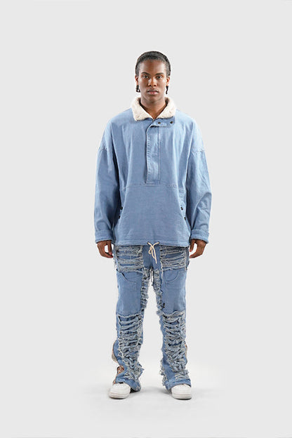 Dawn Damaged Flared Stacked Jeans