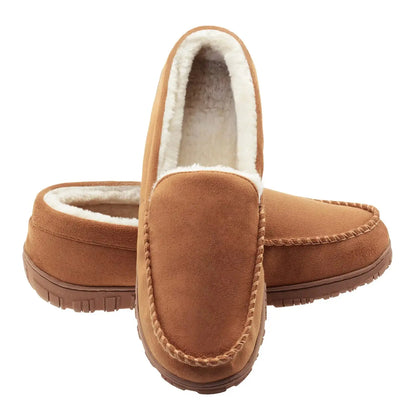 Lulex Moccasins for Men with Hard Sole | Indoor Outdoor Plush Mens Bedroom Shoes