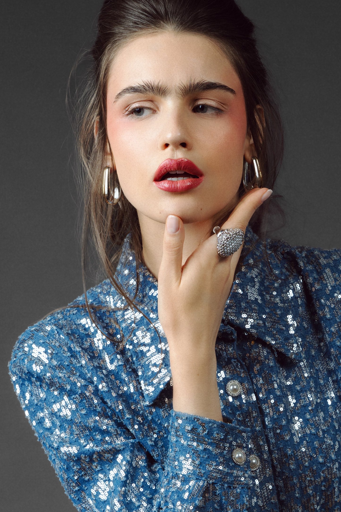 Michelle Sequin Denim Dress