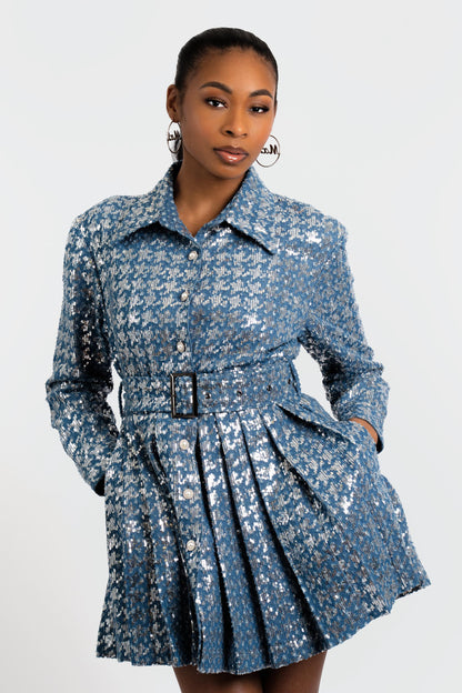 Michelle Sequin Denim Dress