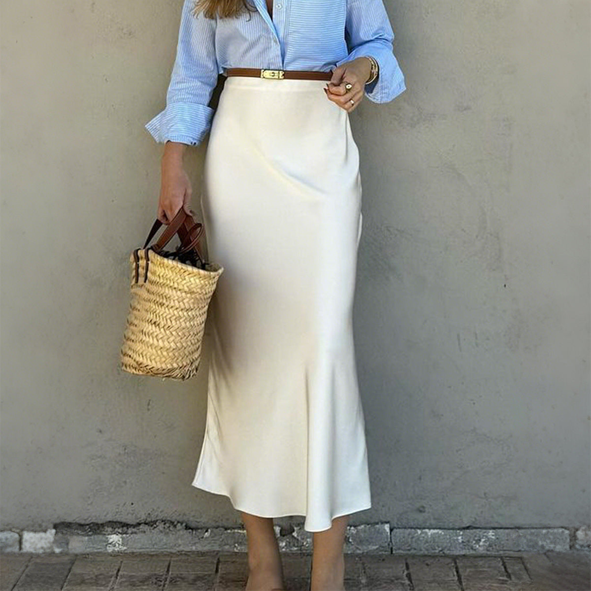 Solid Color Hip Skirt Long Skirt Skirt Women Clothing Autumn Winter
