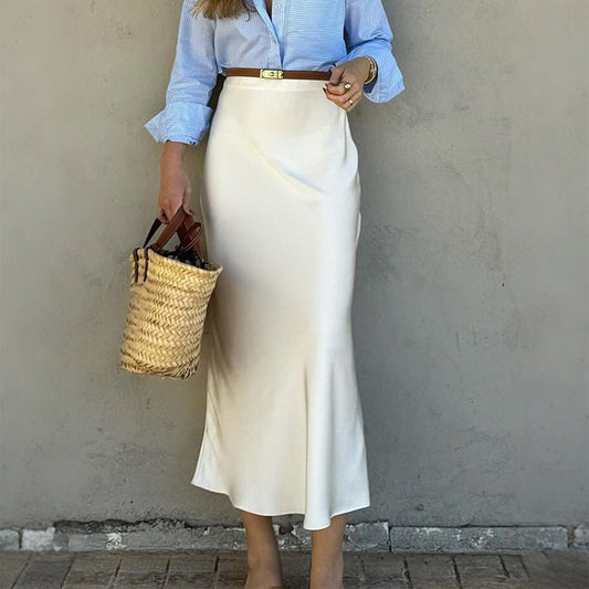 Solid Color Hip Skirt Long Skirt Skirt Women Clothing Autumn Winter