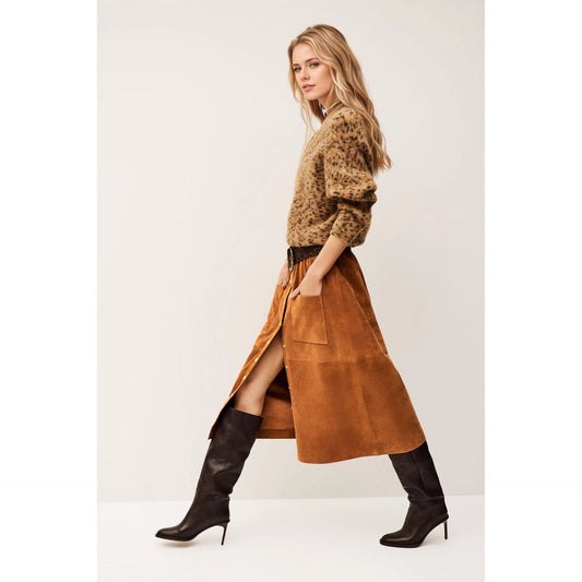 Women Vintage Corduroy Single Breasted High Waist Fall Winter Classic Skirt