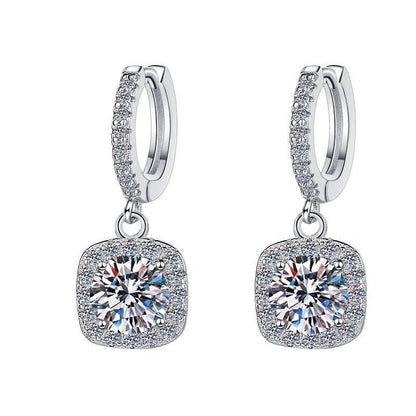 S925 Colorful Moissanite Halo Earrings with Pavé-Set Halo & Hoop, VVS1 Certified, 12 Vibrant Colors , Sterling Silver