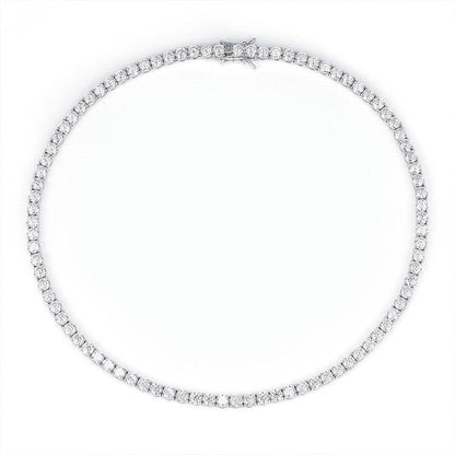 VVS1 Moissanite S925 & 14K Tennis Chain Iced Out Necklace and Bracelet, 6–26 Inch, 2–6.5mm Round Cut D-Grade Certified Moissanite, Sterling Silver White Gold Plated, Hypoallergenic Hip Hop Jewelry