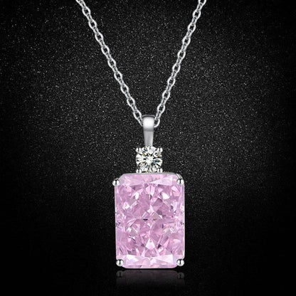 Multicolor Ice Flower Cut CZ Pendant Necklace, 10*14mm 5A Cubic Zirconia, 6 Color Options, Dainty Luxe Pendant