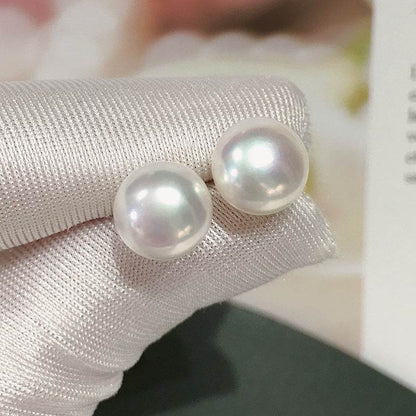 Natural Freshwater Pearl Stud Earrings, 5A No Blemish, S925 Sterling Silver, Hypoallergenic High Luster Jewelry Gift for Her