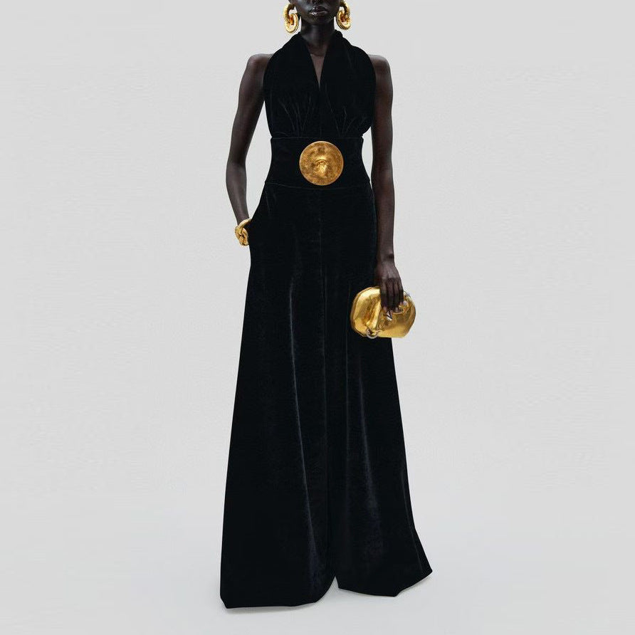 High Grade Ladies Adult Lady like Woman Halter Jumpsuit Women Summer Halter Backless Design Casual Pants