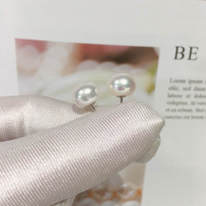 Natural Freshwater Pearl Stud Earrings, 5A No Blemish, S925 Sterling Silver, Hypoallergenic High Luster Jewelry Gift for Her