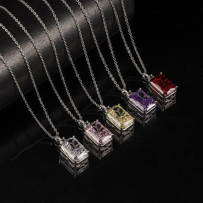 Multicolor Ice Flower Cut CZ Pendant Necklace, 10*14mm 5A Cubic Zirconia, 6 Color Options, Dainty Luxe Pendant