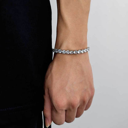 Hip Hop Iced Out Tennis Chain Bracelet, 18K Gold & White Gold Plated, 3–6mm CZ Iced Out Bling Jewelry