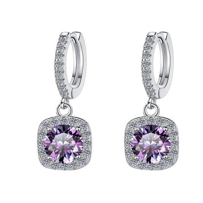 S925 Colorful Moissanite Halo Earrings with Pavé-Set Halo & Hoop, VVS1 Certified, 12 Vibrant Colors , Sterling Silver