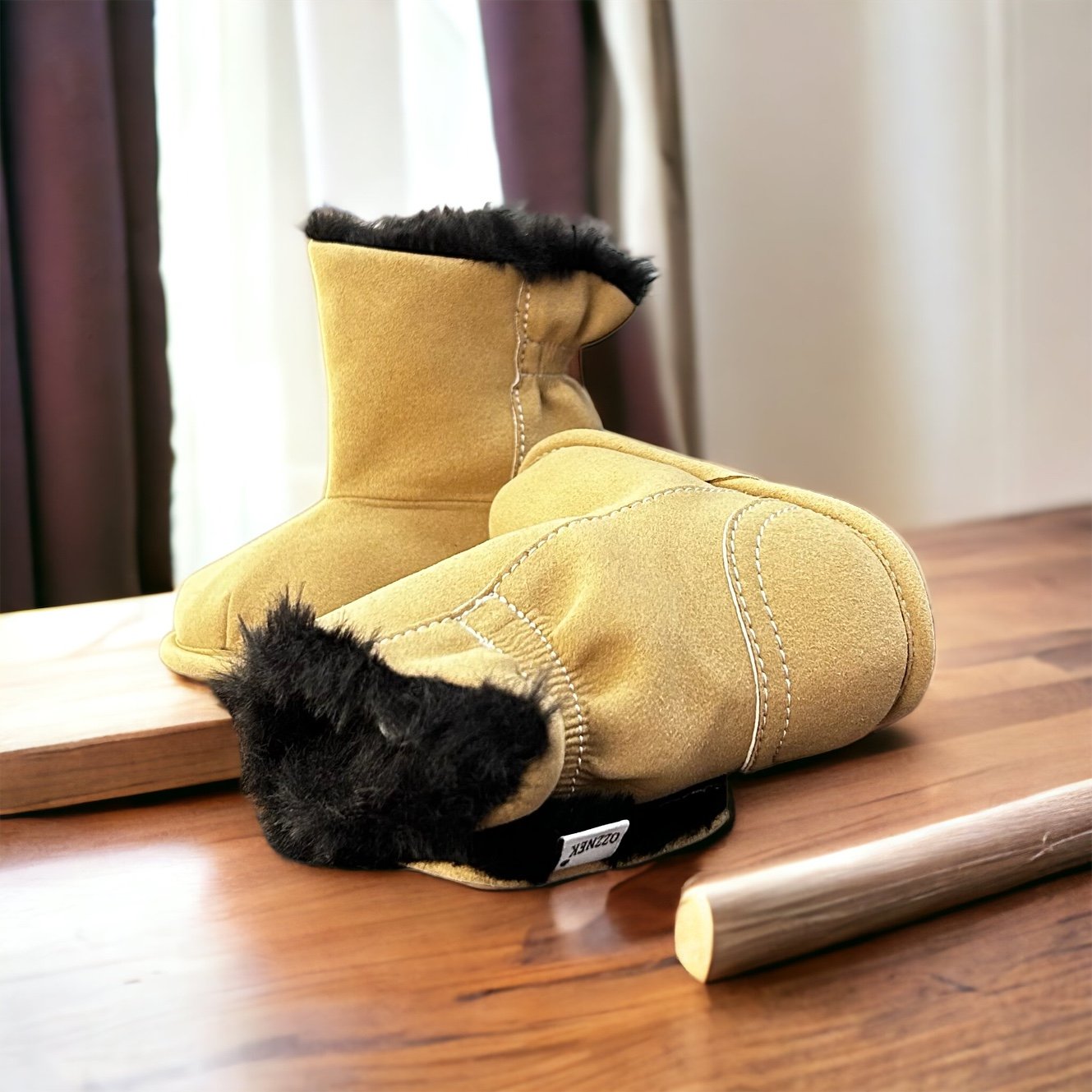 Brown Boot Top with Black Faux-Fur Lining