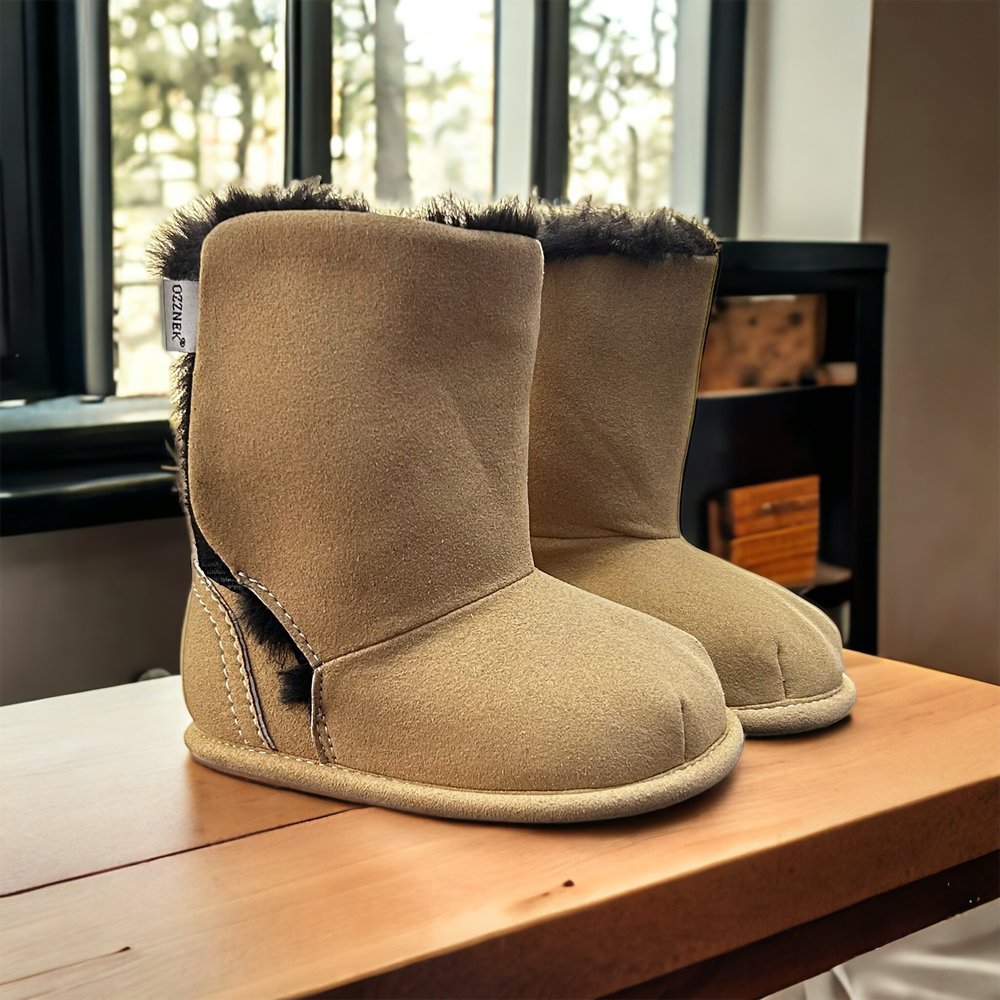 Brown Boot Top with Black Faux-Fur Lining