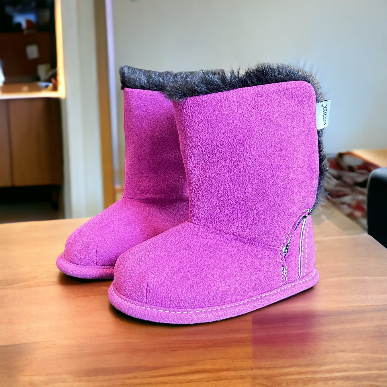 Magenta Boot Top with Faux-fur Lining
