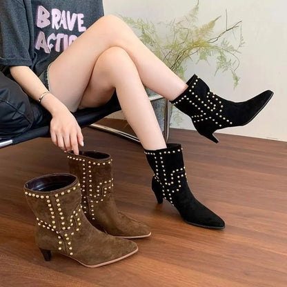 Point Toe Kitten Heels Boots