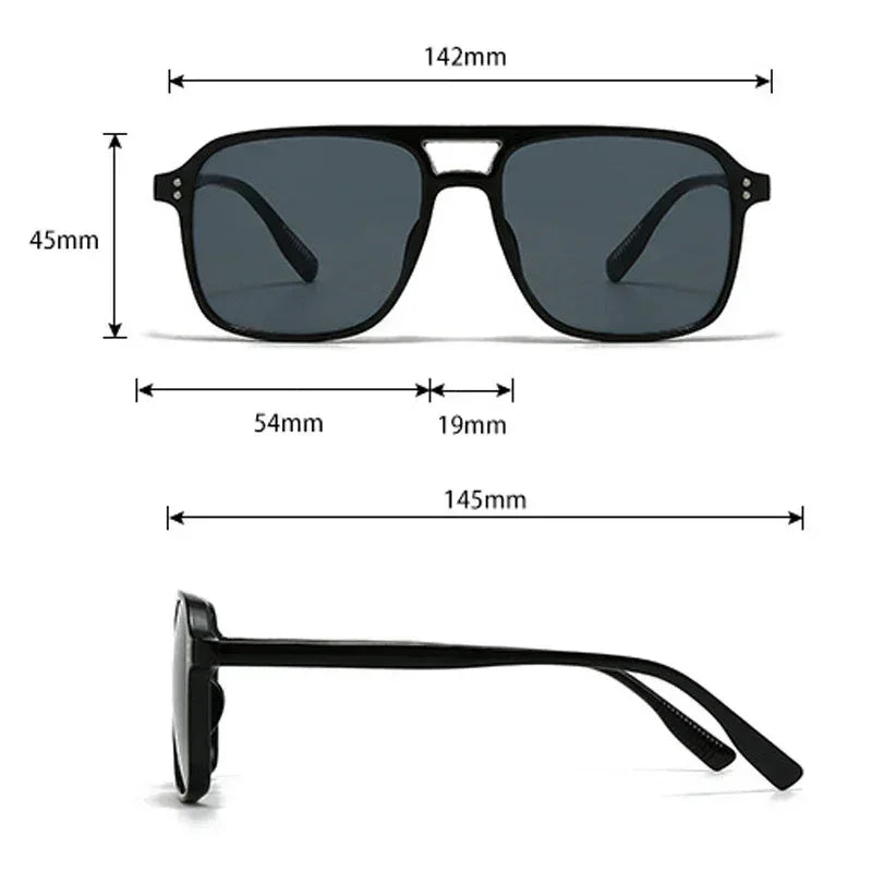 SO&EI Fashion Double Bridges Square Rivets Women Sunglasses Retro Men Gradient Shades UV400 Sun Glasses