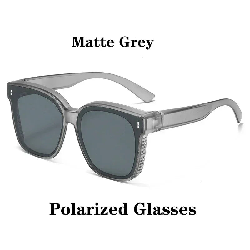 Fashion Square Polarized Sunglasses Cover Over Myopia Prescription Glasses Portable Men Women Vintage Fishing Driving Eyewear ﻿