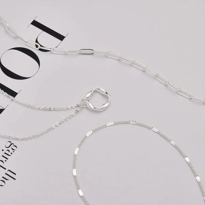 Layered Gold Necklaces for Women Stackable14K Gold Silver Plated Circle Paperclip Chain Pendant Choker Necklace Set For Woman