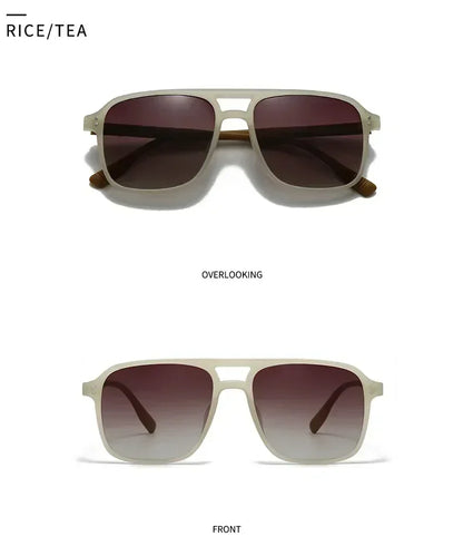 SO&EI Fashion Double Bridges Square Rivets Women Sunglasses Retro Men Gradient Shades UV400 Sun Glasses