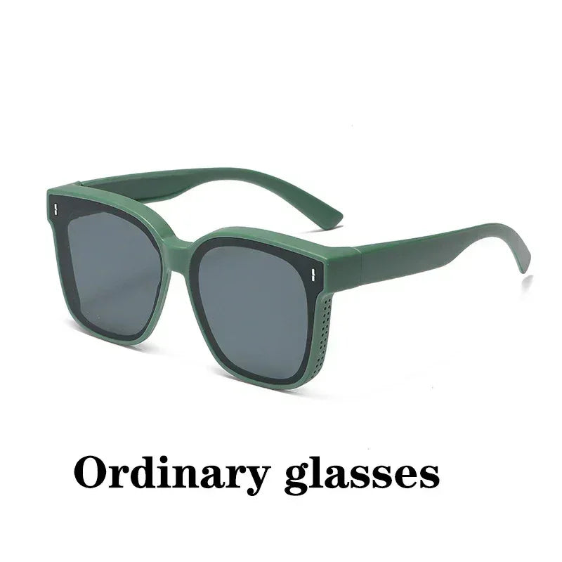 Fashion Square Polarized Sunglasses Cover Over Myopia Prescription Glasses Portable Men Women Vintage Fishing Driving Eyewear ﻿