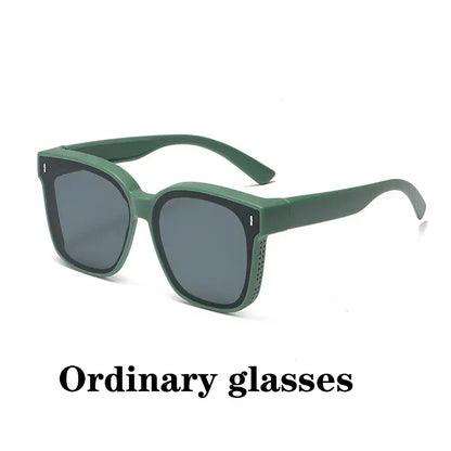 Fashion Square Polarized Sunglasses Cover Over Myopia Prescription Glasses Portable Men Women Vintage Fishing Driving Eyewear ﻿