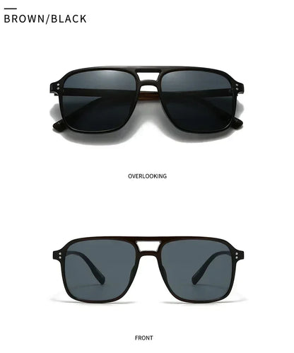 SO&EI Fashion Double Bridges Square Rivets Women Sunglasses Retro Men Gradient Shades UV400 Sun Glasses