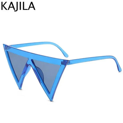 Oversized Triangle Punk Shiled Sunglasses Women Big Frame 2025 Luxury Brand Windproof Eyewear For Ladies UV400 Goggle Shades