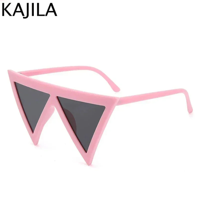 Oversized Triangle Punk Shiled Sunglasses Women Big Frame 2025 Luxury Brand Windproof Eyewear For Ladies UV400 Goggle Shades